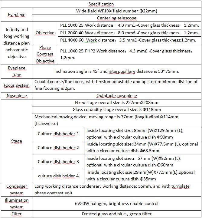 Standard Configuration of the XD-3 Inverted Biological Microscope