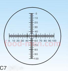 Picture of the eyepiece micrometer of microscope