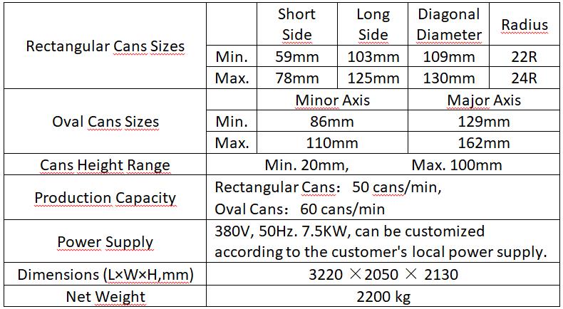 Parameters of FK-Y6 Automatic Vacuum Seamer (Sealer) for Irregular Can Double Seam