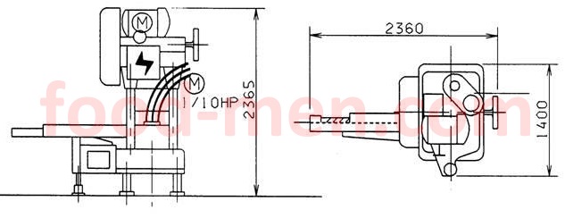 Dimension drawing of FMG-6H automatic cans double seam seamer (sealer)