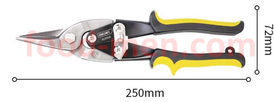 Dimensional drawing of tinplate scissor for 2 or 3-piece can inspection